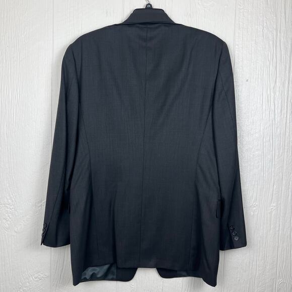 Tallia Uomo Blazer dress jacket men’s 44L 100% Worsted wool super 100’s Black - Picture 8 of 9